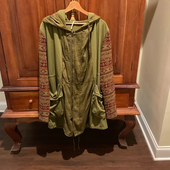 Free people Mixed Media Tapestry Jacket, , Green/ Brown, Size L - Picture 10 of 11